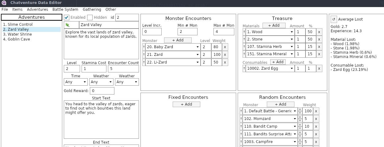 The Data Editor for Adventures